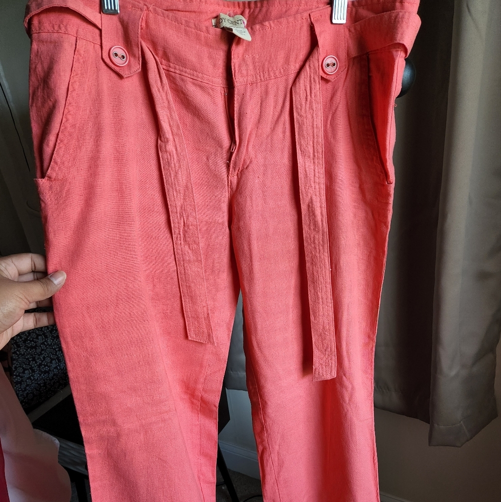 Pink linen pants